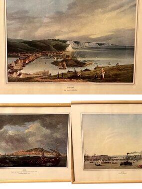 French Scene Wall Art By Louis Garneray Wooden Framed 14.5" x 11.25" Lot Of 3